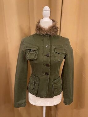 Authentic vintage Moschino Cheap & Chic green Utility Military Jacket Size 4